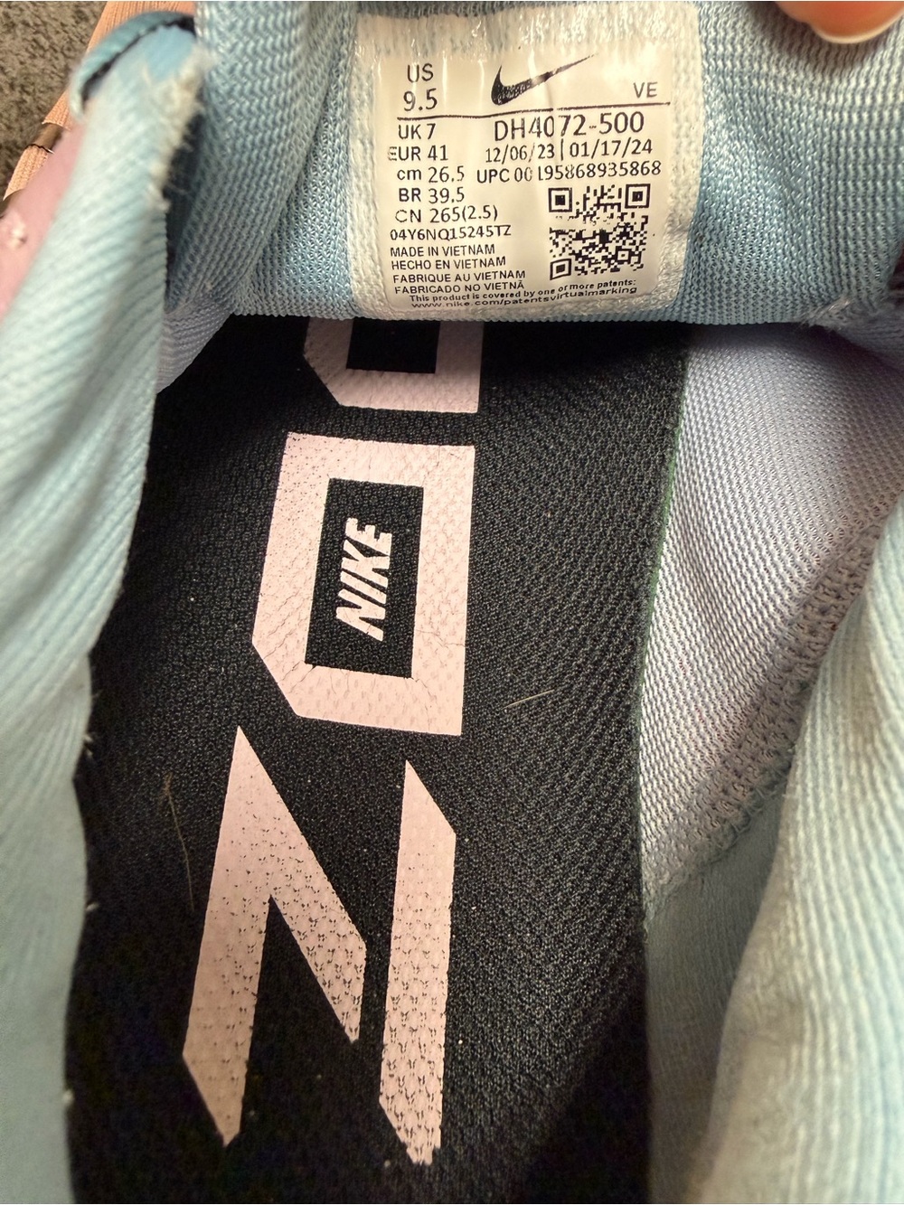 Nike Air Zoom Pegasus 39 Doll Iris Whisper DH4072-500 Women’s 9.5 Good Condition - Picture 6 of 11